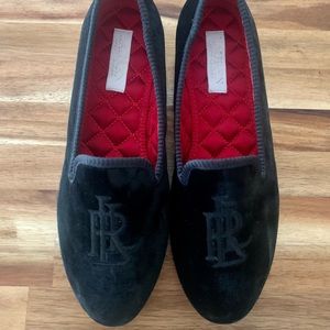 COPY - Black velvet Ralph Lauren flats, never worn with red lining size women’s…